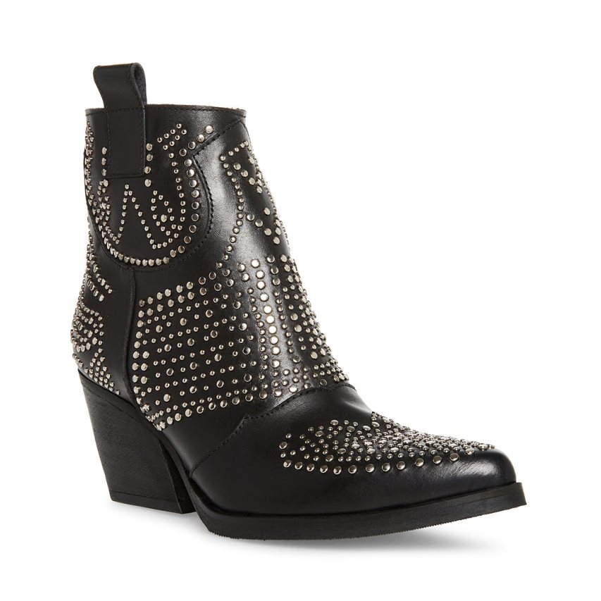 Black Steve Madden Wilde Leather Women's Ankle Boots | PH 7860YMB